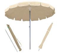 Ombrellone Mare Spiaggia Giardino 220cm Alluminio 16 Stecche con Custodia Beige