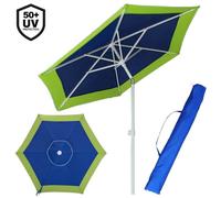 Ombrellone Mare Spiaggia Giardino Acciaio Grande 210cm Verde Blu con Custodia