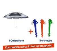 OMBRELLONE MARE SPIAGGIA PISCINA CON CUSTODIA D 165 + PICCHETTO FORATERRA 27590/