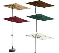 Ombrellone Market Center 2m×1m, Ombrellone Da Esterno Semirettangolare Con Base Semicircolare, Adatto A Balconi, Giardini E Caffè(White)