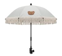 Ombrellone per sedia con morsetto, parasole portatile per passeggino regolabile con grazioso ricamo a orsetto e pizzo, ideale per passeggiate all'aperto.