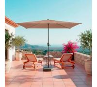 Ombrellone Rettangolare 3 x 2 M Da Giardino Parasole Per Balcone Con Air Vent Apertura A Manovella Anti UV Idrorepellente Per Mare Spiaggia Piscina Terrazzo Design Bahamas Tortora