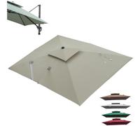 Ombrellone rettangolare di ricambio per ombrellone da giardino, 3 x 4 m, con doppio tetto, impermeabile, 8 stecche, tessuto adatto per telai da 3 x 3 m