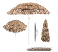 KADAX Ombrellone rotondo per balcone, giardino, terrazza, piscina e spiaggia, ombrellone da giardino, ombrellone da spiaggia regolabile in altezza, Marrone/Ecru