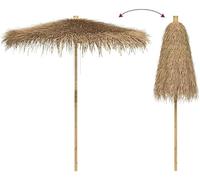 Ombrellone Tiki in Bambù con Tetto in Foglie di Banano, Diametro 240 cm, Stile Hawaiano per Giardino, Spiaggia e Piscina, Ombreggiatura Naturale, Altezza 260 cm