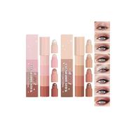 Ombretto stick in crema 4 in 1, matita ombretto perlato metallizzato in 4 colori, ombretto nudo opaco brillante altamente pigmentato, trucco occhi morbido e liscio impermeabile e di lunga durata (Col