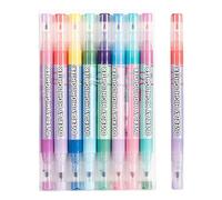 Omeblos Evidenziatori a penna, evidenziatori, pastello, per colorare, sottolineare, evidenziare, diari a scuola, ufficio, casa, studenti, classe, appunti, progetti artistici e fai da te, 8 pezzi, 16