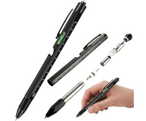 Omeblos Penna multiuso 9 in 1 con luce LED, cacciavite, stilo, righello, livello, cavatappi, gadget fantastico per lui, regali da uomo per Natale, riempitivi per calze da uomo