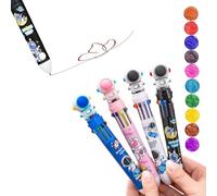 Omeblos Penne colorate, penne multicolori, tutto in uno, penne a sfera retrattili colorate 10 in 1, 0,5 mm, scrittura liscia, per ufficio, rientro a scuola, studenti, bambini, confezione da 4