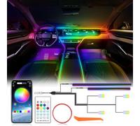 OMECO LED Auto Illuminazione Interna USB Auto Illuminazione Ambientale Piede Spazio Arcobaleno Auto 16 Milioni Dinamica Chase Musica Sync Neon Kit Striscia Luce LED con controllo APP e telecomando