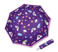 omedecal Ombrello Pieghevole per Bambini Automatico, Antivento con Strisce Riflettenti 360°, Portatile Ombrello da Viaggio per Bambino Ragazzo Ragazza - Arcobaleno Viola
