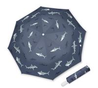 omedecal Ombrello Pieghevole per Bambini Automatico, Antivento con Strisce Riflettenti 360°, Portatile Ombrello da Viaggio per Bambino Ragazzo Ragazza - Squalo Blu Navy