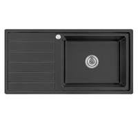 Omeere, 100 x 50 x 21 lavello da incasso con grande vasca, 50 x 40 cm, lavello da cucina in acciaio inox 304, spessore 0,9 mm, lavello da cucina, angolare, 1 vasca, scolapiatti R20 (scolapiatti