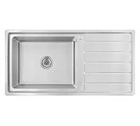 Omeere, Lavello da incasso, 100 x 50 x 21, con grande vasca, 50 x 40 cm, in acciaio inox 304, spessore materiale 0,9 mm, lavello da cucina, angolare, 1 vasca, scolapiatti R20 (scolapiatti a destra -