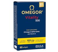 Omega 3 IFOS 5 Stelle OMEGOR Vitality 500 [Facile da Deglutire] 60 Capsule - Omega3 EPA 535mg e DHA 268mg per 2 Capsule - Senza Retrogusto di Olio di Pesce