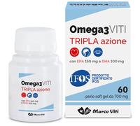 Omega 3 Viti Tripla Azione - Integratore a base di EPA e DHA - 60 perle