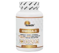 Omega 3 - Softgels - EPA 330 DHA 220 con Vit D3, K2, E - Cuore & Ossa - Sowelo