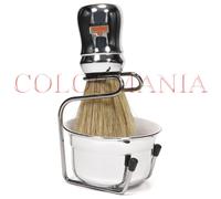 OMEGA CONFEZIONE PENNELLO DA BARBA IN SETOLA CON SUPPORTO E CIOTOLA CROMATO