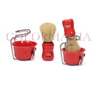 OMEGA CONFEZIONE PENNELLO DA BARBA IN SETOLA CON SUPPORTO E CIOTOLA ROSSA