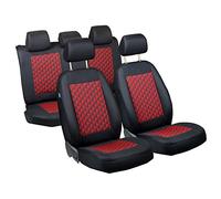 Omega Coprisedili - 1 Set - Colore Premium, colore: nero e rosso, effetto 3d