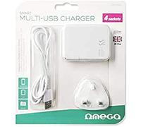 Omega - Smart Multi USB Adattatore per, 100 - 240 V) eu-enchufes, 4 porte USB - 4000 mA - bianco