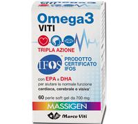 Omega 3 Viti Tripla Azione - Integratore a base di EPA e DHA - 60 perle