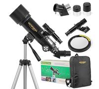 Omegon Telescopio AC 70/400 Solar Backpack AZ | Mobilità e Sicurezza | Ideale per l'osservazione Solare | Accessori Completi (Zaino, filtri solari, 2 oculari e cercatore)