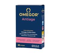 OMEGOR Antiage con Omega 3 e 6 - Integratore Pelle Antiossidante contro i Segni dell'Invecchiamento con Coenzima Q10, Resveratrolo, Alfa Lipoico e Curcuma (60 Capsule)