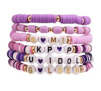 OMEIU Store Grils Bracciale Katseye Amicizia Merch Braccialetti impilabili Stretch Cacciatori Singer Ispirato Lettera Braccialetti per Ragazze Donne Fan San Valentino Compleanno Pasqua Regali
