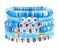OMEIU Store Grils Bracciale Katseye Amicizia Merch Braccialetti impilabili Stretch Cacciatori Singer Ispirato Lettera Braccialetti per Ragazze Donne Fan San Valentino Compleanno Pasqua Regali