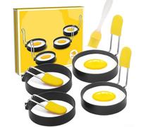 Omelette Ferro Verniciato Antiaderente 2 Omelette Ferro Verniciato(4pcs) | Set da 4 anelli, ferro , include per spazzola manutenzione, scatola ordinata, cottura uniforme