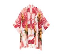 omen Boemia Chiffon Kimono Cardigan Beach Cover Up Bikini Scialle Camicetta per Costumi da bagno Beachwear, Rose fiammeggianti, Taglia unica más