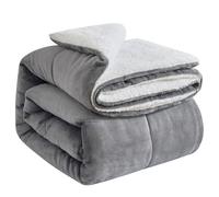 OMERAI Coperta In Pile Sherpa 130x150CM Spesse Morbide Coperta Solida Per Letto E Divano Reversibile In Microfibra Calda Morbida Vita In Casa E Viaggio Lavabile In Macchina Taglia Unica Grigio