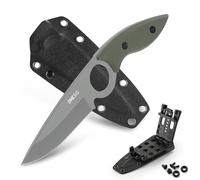 Omesio Coltello a Lama Fissa, 21,5 Cm Full Tang EDC Orizzontale Da Uomo, Manico G10 Antiscivolo Verde Affilato in Acciaio 5CR13MOV Coltello Da Caccia Con Guaina Kydex, Ideale per Regali