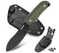 Omesio Coltello a Lama Fissa Fodero in Kydex, Coltello Da Caccia Grande a Codolo Pieno in Acciaio D2 Nessmuk, Lunghezza Totale 22,5 Cm, Manico in G10 Antiscivolo, Coltello Da Cintura per Campeggio