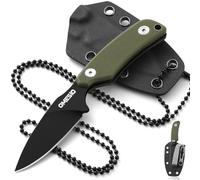 Omesio Coltello da collo, acciaio D2, piccolo coltello a lama fissa con manico in G10 e fodero in Kydex, lunghezza della lama 7,6 cm, conforme alla norma 42aideale per il campeggio e la caccia.