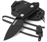 Omesio Coltello da collo, piccolo coltello EDC a lama fissa D2 con fodero in Kydex e catena a sfera ideale per il campeggio e la caccia