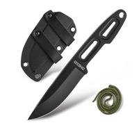 Omesio Coltello EDC 5Cr13MoV 8cm con Fodero - Lama a Codolo Pieno Trasporto Orizzontale | Leggero per Escursionismo, Campeggio e Sopravvivenza