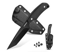 Omesio Coltello Tanto Con Fodero in Kydex, Coltello Da Cintura in Acciaio D2, Full Tang Grande Coltello Da Caccia Lunghezza Totale 22,5 Cm, Manico Ergonomico in G10 Antiscivolo Adatto Al Campeggio All