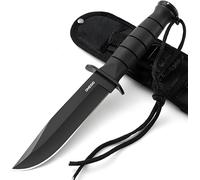 Omesio Couteau D'extérieur, Couteau De Survie, Couteau De Survie, Couteau De Randonnée à Lame Fixe, Couteau Fixe Noir