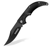 Omesio Mini Coltello Tascabile 8,5 cm Pieghevole a Due Mani Nero | Design compatto con portachiavi, ideale per attività all'aperto, campeggio e uso quotidiano