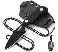 Omesio Neck Knife Coltello, Realizzato in Acciaio D2, Piccolo Coltello Fisso Con Impugnatura in G10 Full Tang E Fodero in Kydex, Lunghezza Della Lama Di 7,6 Cm, Conforme Alla Normativa 42a