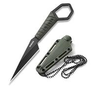 Omesio S-FC17 Coltello Da Collo Con Fodero, 5CR13MOV Acciaio ABS Manico Coltello EDC Collana per Drop Point Lama Affilata Fulltang per Gli Uomini Donne, Campeggio per L'escursionismo