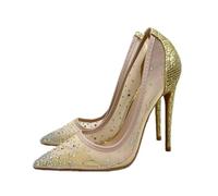 Omeslike Décolleté da Donna a Punta in Rete Color Carne Traspirante - Design Comodo e Leggero per Il Business Casual,d'oro,42 EU