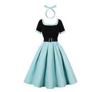 OMEWEE Abito da donna anni '50, con pois, stile vintage anni 1950, abito da cocktail rockabilly, elegante, a ginocchio, abito da sera, a-line, swing, gonna a pieghe, abito da festa, abito da party