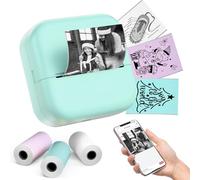 Omezizy Mini Stampante Termica Portatile - M02X Mini Stampante Fotografica Portatile Bluetooth per Diagrammi Grafici, Appunti di Studio, Stampantes Etichette Adesive per Smartphone e Tablet, Verde