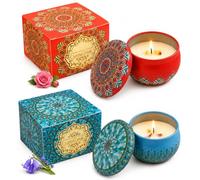 OMFJAT Candele Profumate con Fiori Secchi, Cera di Soia Mista, per Camera da Letto, Bagno, Studio, Aromaterapia e Decorazione