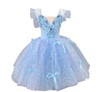 Omfpafeu Abiti da Principessa Senza Maniche in Tulle Lucido per Bambine, Costume da Ballerina, Abito da Balletto con tutù e Gonna,A,130