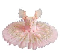Omfpafeu Abito da Balletto per Bambine, Abito da tutù da Balletto Body da Ginnastica Costume da Ballerina Abbigliamento da Ballo,Rosa,150