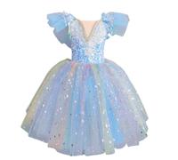 Omfpafeu Abito da Balletto Professionale per Bambine, tutù per Bambine, Abbigliamento da Ballo, Abiti da Principessa per competizioni Abbigliamento per spettacoli per Bambine,E,130